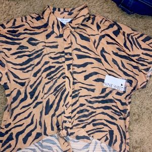 Animal print button down short sleeve